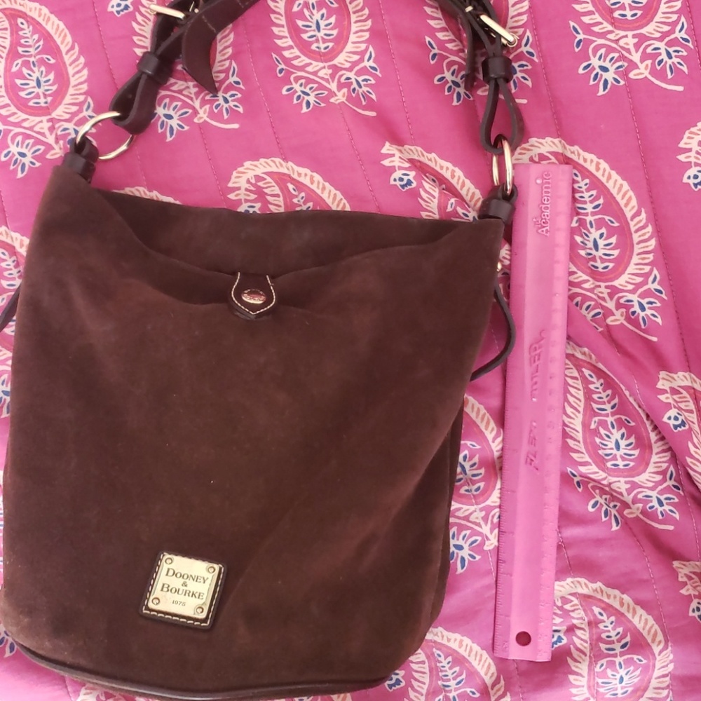 suede and leather Dooney &Bourke bucket purse